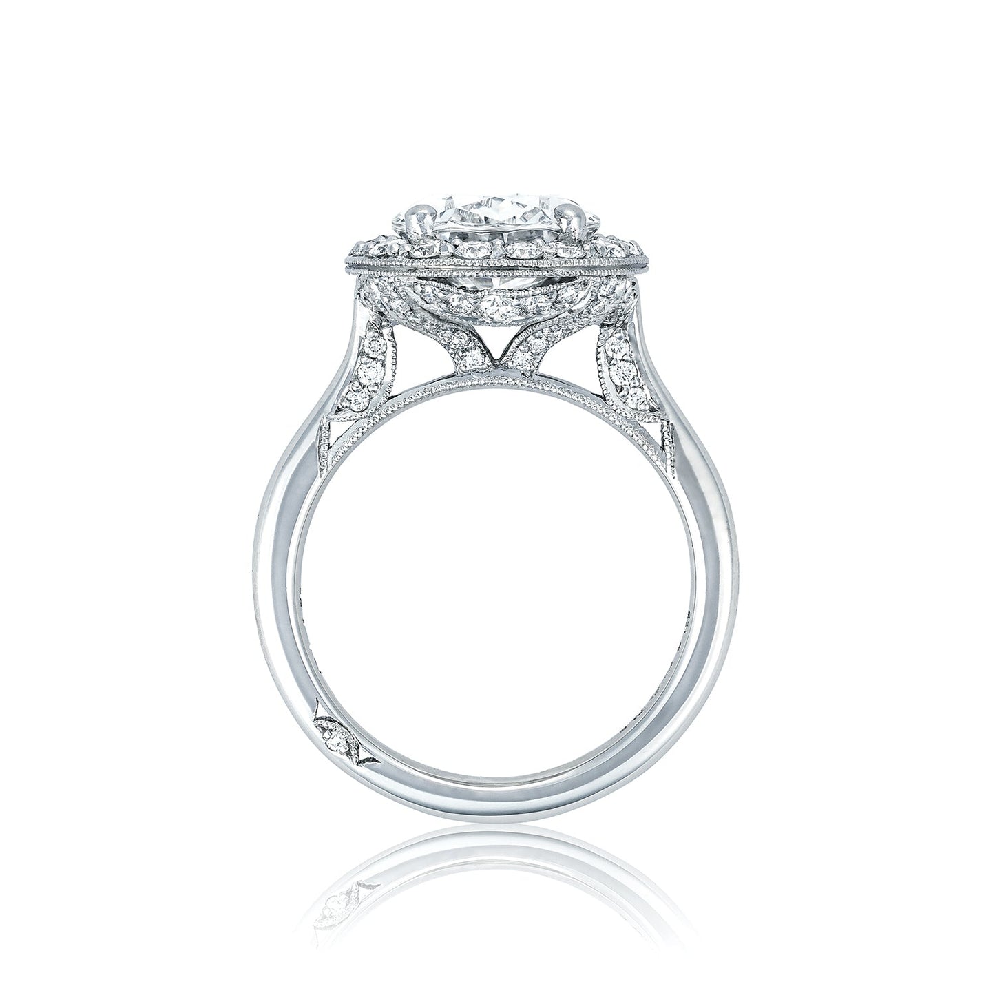 Tacori Platinum RoyalT Oval Diamond Engagement Ring Setting (0.77 CTW)