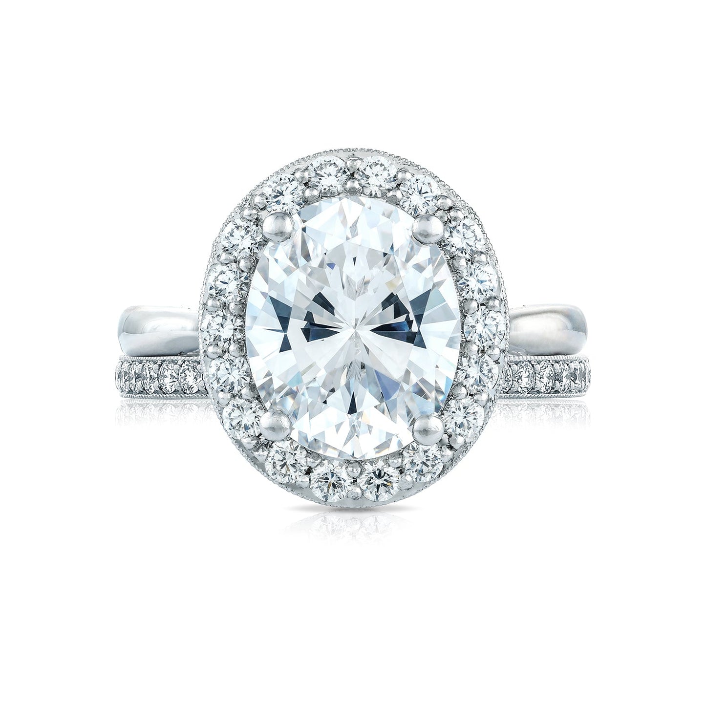 Tacori Platinum RoyalT Oval Diamond Engagement Ring Setting (0.77 CTW)