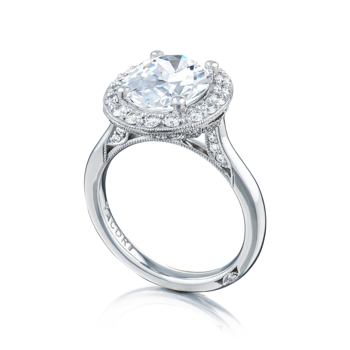 Tacori Platinum RoyalT Oval Diamond Engagement Ring Setting (0.77 CTW)