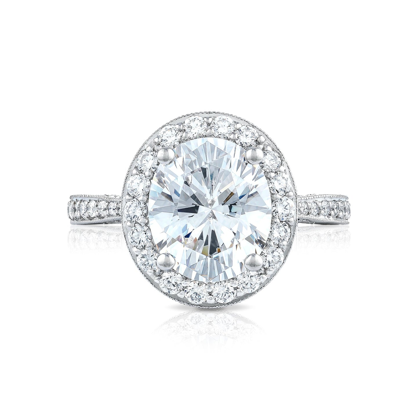 Tacori Platinum RoyalT Oval Diamond Engagement Ring Setting (0.92 CTW)