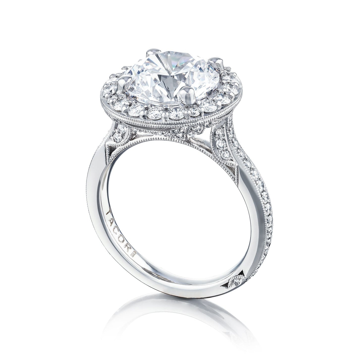 Tacori Platinum RoyalT Round Diamond Engagement Ring Setting (0.97 CTW)