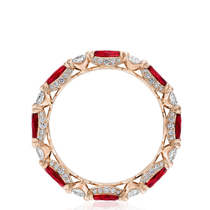 Marquise Ruby and Round Diamond Eternity Band