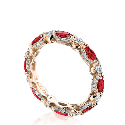 Marquise Ruby and Round Diamond Eternity Band