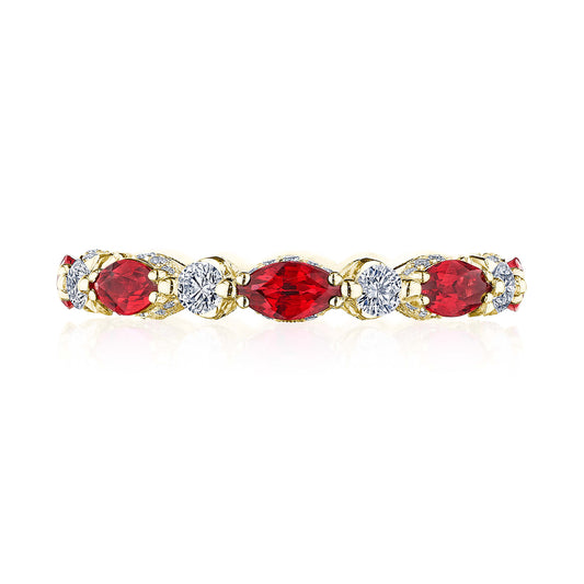 Marquise Ruby and Round Diamond Eternity Band