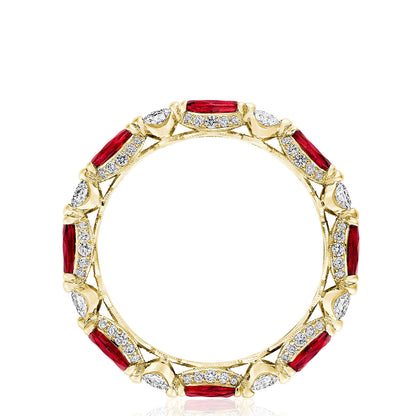 Marquise Ruby and Round Diamond Eternity Band