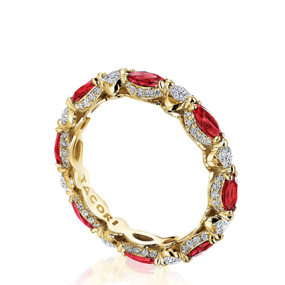 Marquise Ruby and Round Diamond Eternity Band