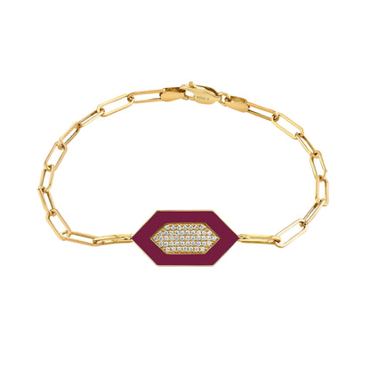MICHAEL M Bracelet 14k Yellow Gold / Magenta Chroma Pavé Hexagon Bracelet BR492