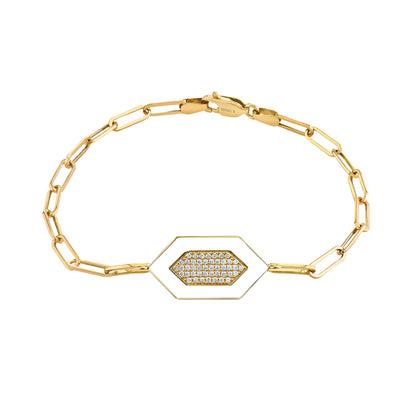 MICHAEL M Bracelet 14k Yellow Gold / White Chroma Pavé Hexagon Bracelet BR492