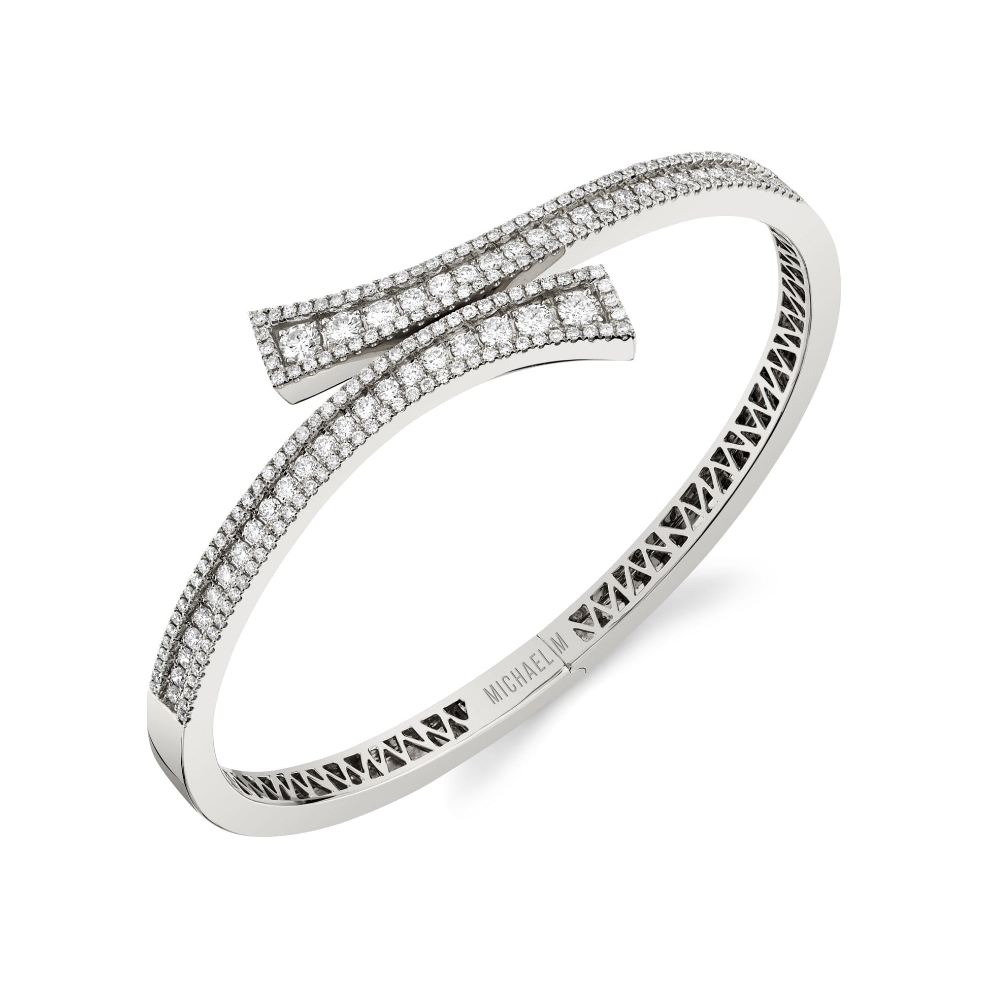 MICHAEL M Bracelets 14K White Gold / Small Europa Bypass Cuff BR401S-14KWG