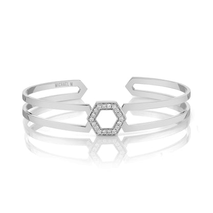 MICHAEL M Bracelets 14K White Gold / Small Hex Dagger Cuff BR514S