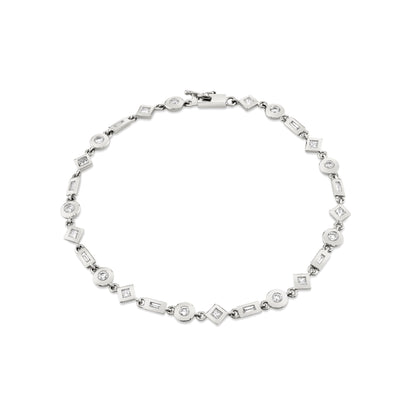 MICHAEL M Bracelets 14K White Gold / Small Mixed Shape Bezel Tennis Bracelet BR410WG