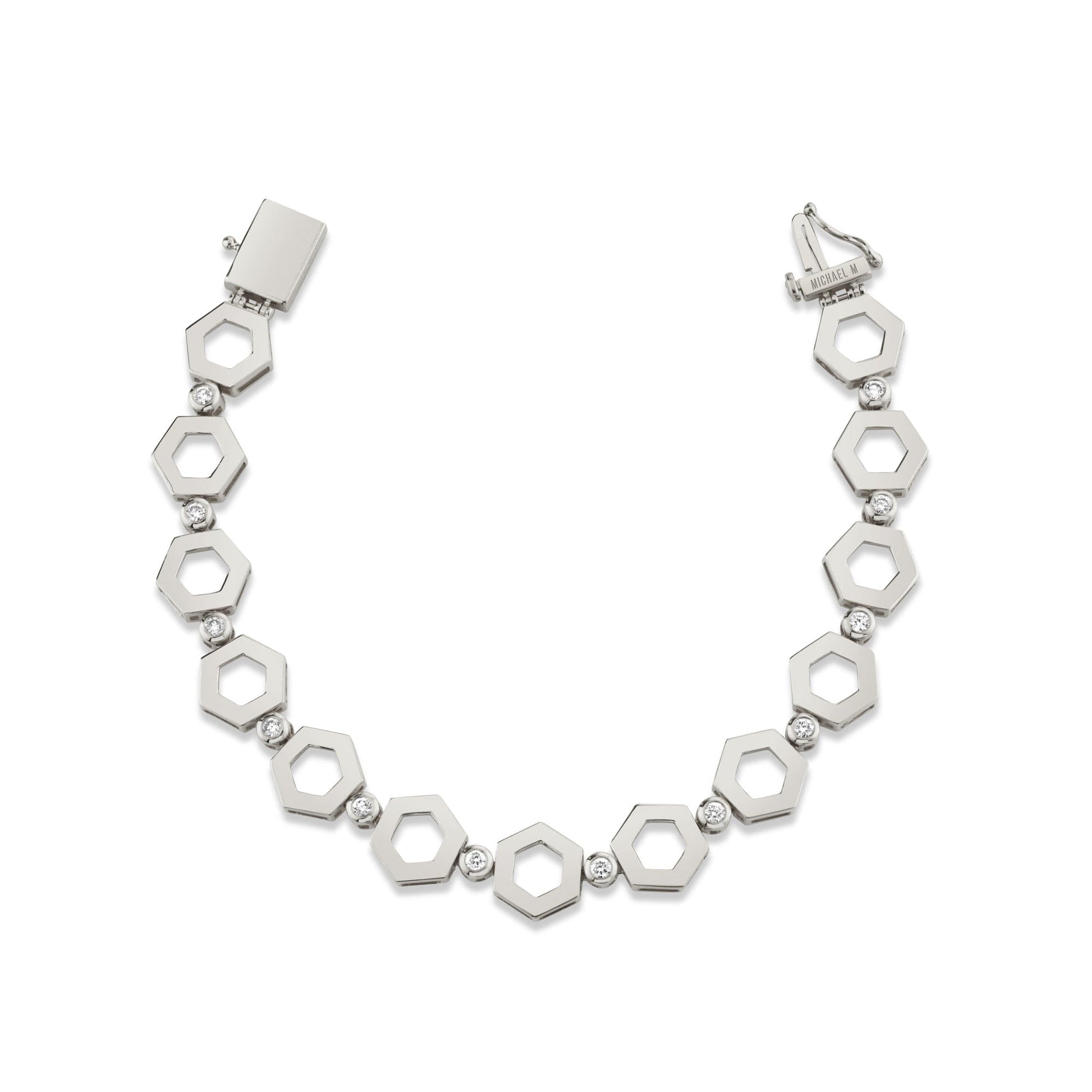 MICHAEL M Bracelets 14K White Gold / Small Plain Hex Infinity Bracelet BR502