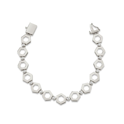 MICHAEL M Bracelets 14K White Gold / Small Plain Hex Infinity Bracelet BR502