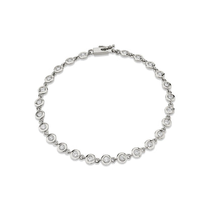 MICHAEL M Bracelets 14K White Gold / Small Round Bezel Tennis Bracelet BR408WG