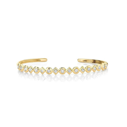 Bezel Mixed Shape Cuff Bracelet