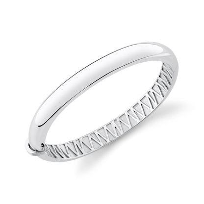 Polished Silver Orb Split Hinged Bracelet