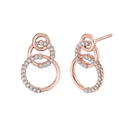 MICHAEL M Earrings 14K Rose Gold Triple Circle Diamond Drop Earrings ER273RG
