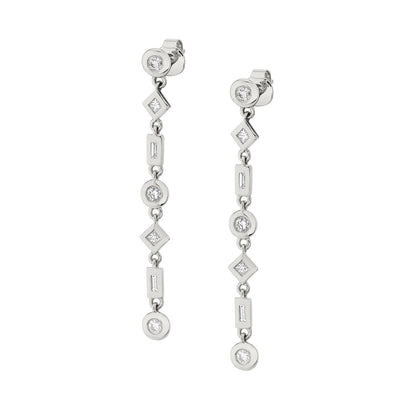 MICHAEL M Earrings 14K White Gold Mixed Shape Bezel Tennis Earrings ER416WG