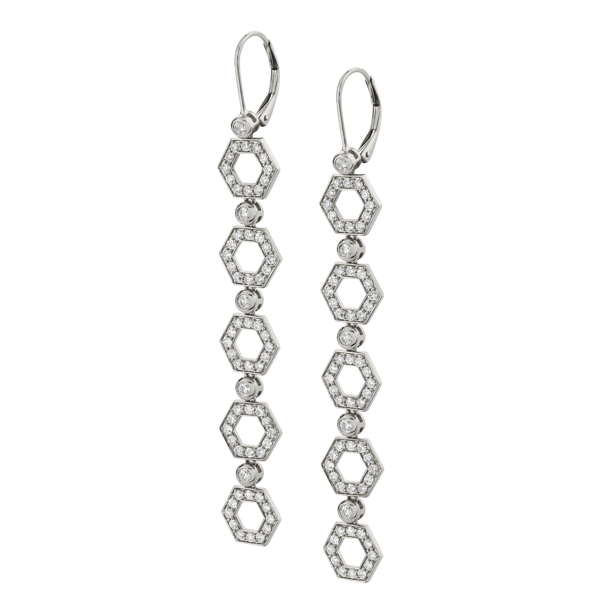 MICHAEL M Earrings 14K White Gold Pavé Hex Long Infinity Earrings ER501
