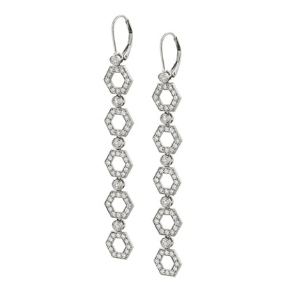 MICHAEL M Earrings 14K White Gold Pavé Hex Long Infinity Earrings ER501