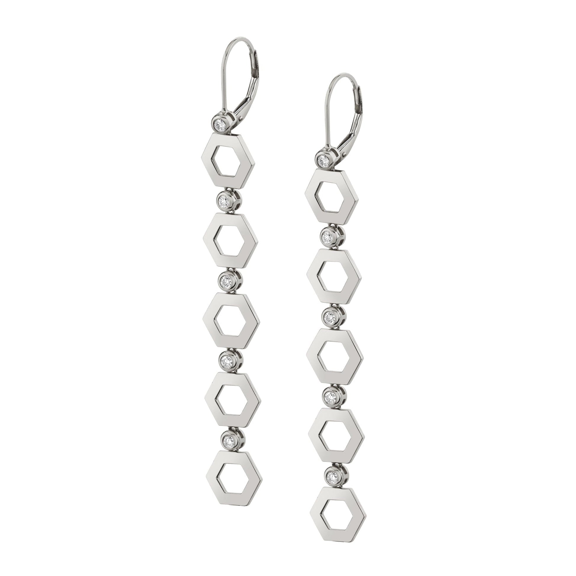 MICHAEL M Earrings 14K White Gold Plain Hex Long Infinity Earrings ER500