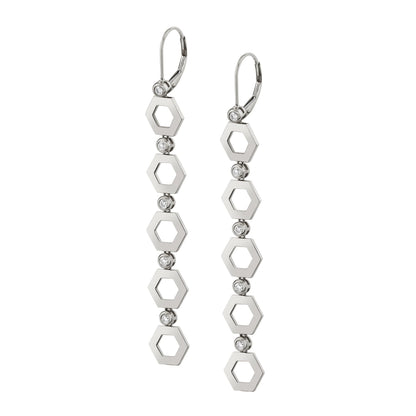 MICHAEL M Earrings 14K White Gold Plain Hex Long Infinity Earrings ER500