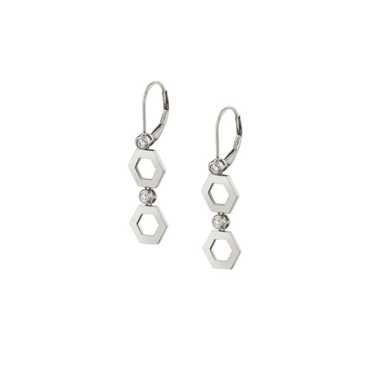 MICHAEL M Earrings 14K White Gold Plain Hex Short Infinity Earrings ER516