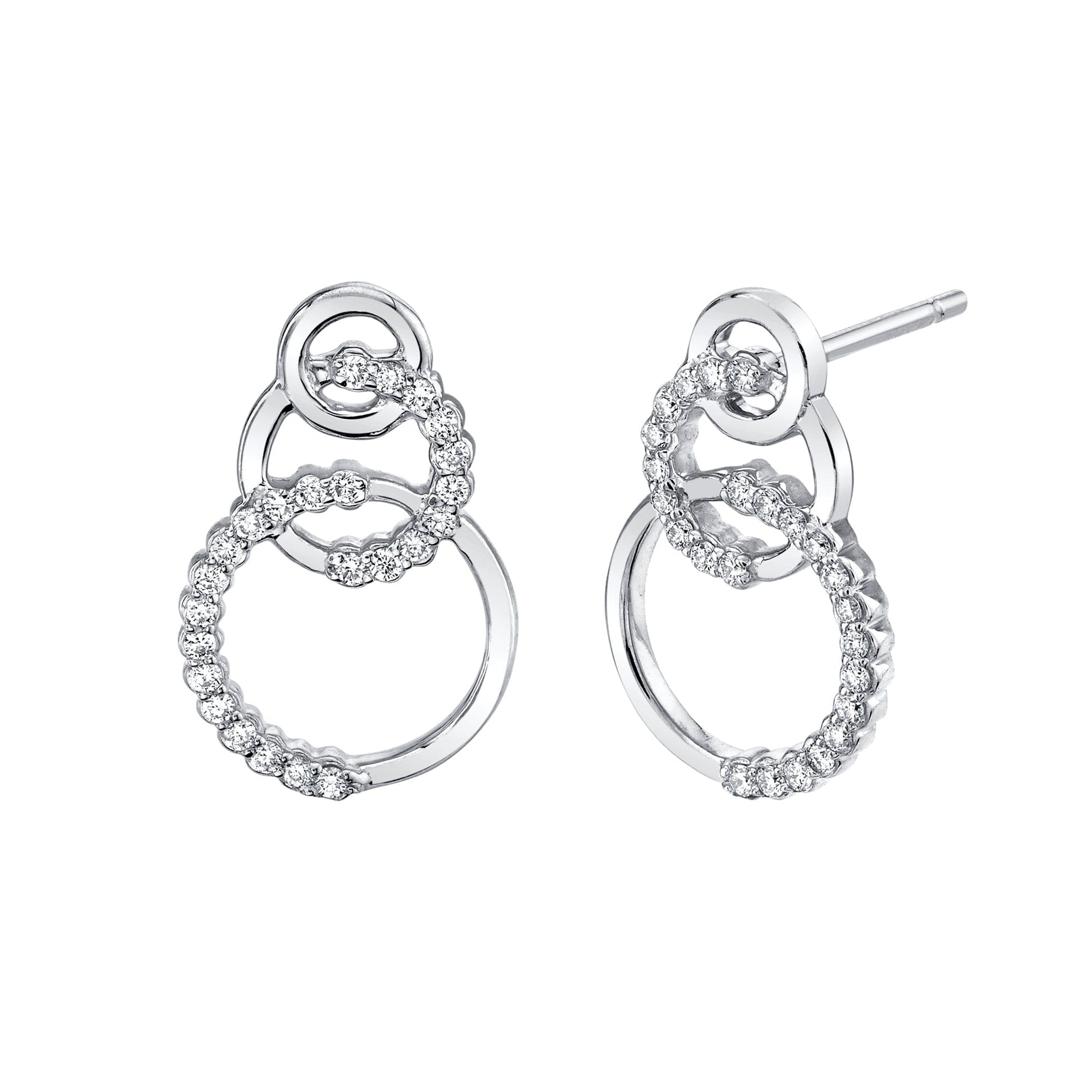 MICHAEL M Earrings 14K White Gold Triple Circle Diamond Drop Earrings ER273WG