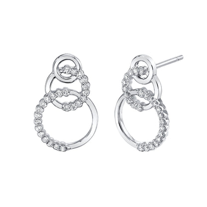 MICHAEL M Earrings 14K White Gold Triple Circle Diamond Drop Earrings ER273WG