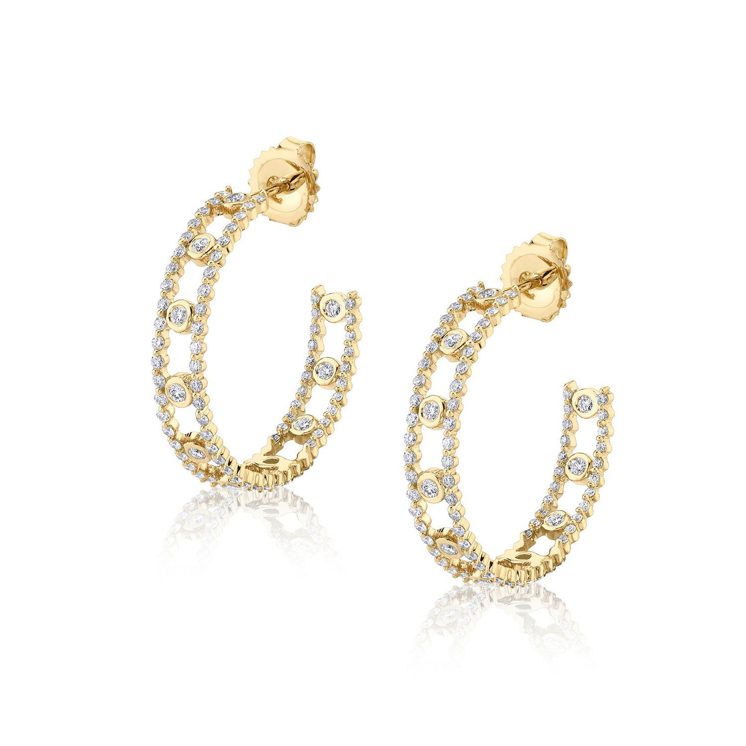 MICHAEL M Earrings 14K Yellow Gold Cloud Stacked Hoops ER387YG