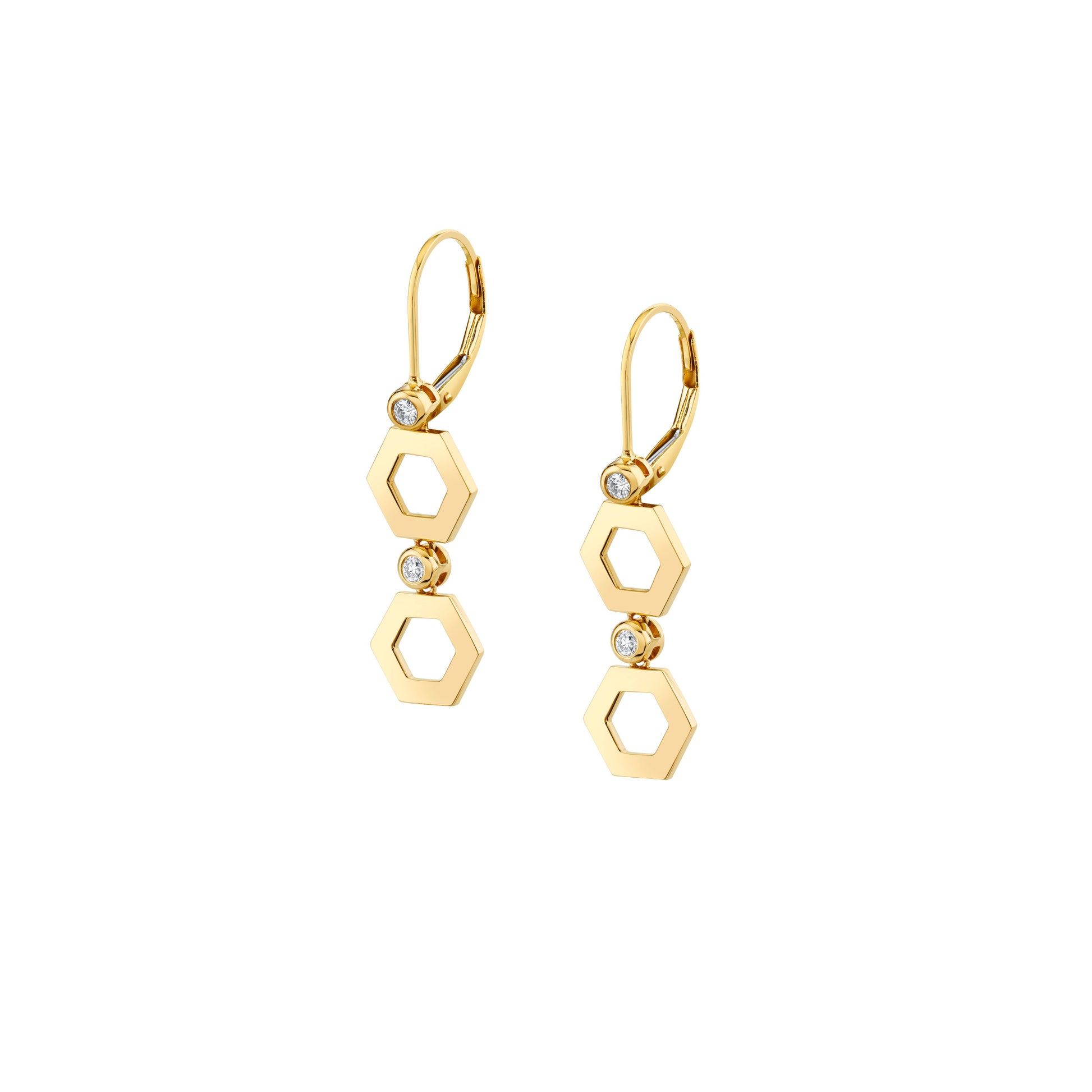 MICHAEL M Earrings 14K Yellow Gold Plain Hex Short Infinity Earrings ER516