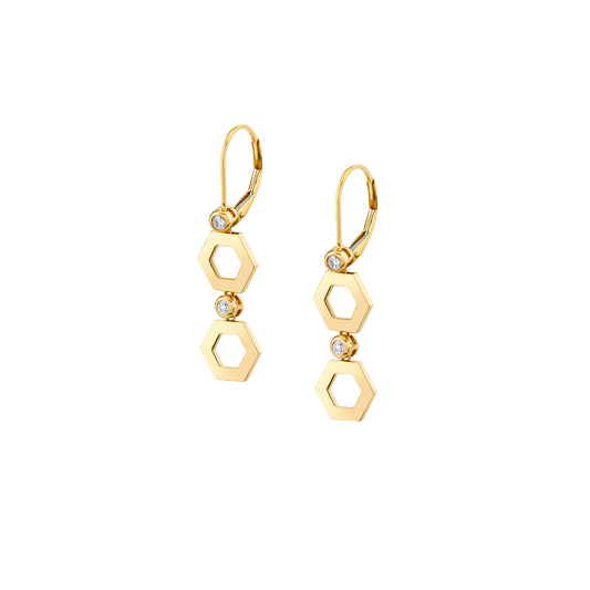 MICHAEL M Earrings 14K Yellow Gold Plain Hex Short Infinity Earrings ER516