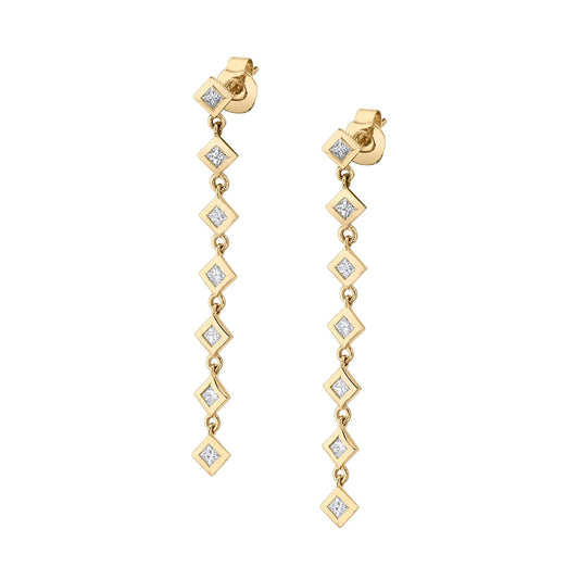 MICHAEL M Earrings 14K Yellow Gold Princess Bezel Tennis Earrings ER415YG