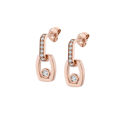 MICHAEL M Earrings 18K Rose Gold Link Earrings with Bezel Set Diamond ER400