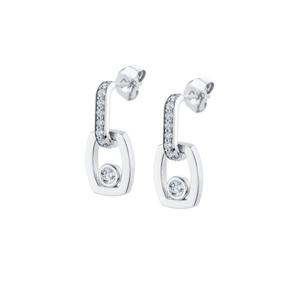 MICHAEL M Earrings 18K White Gold Link Earrings with Bezel Set Diamond ER400