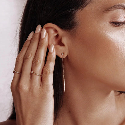 Diamond Stud Linear Earrings
