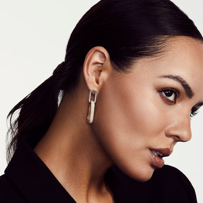 Double Luxe Link Wide Drop Earrings