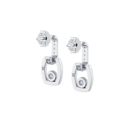 Link Earrings with Bezel Set Diamond