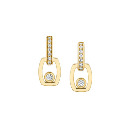 Link Earrings with Bezel Set Diamond