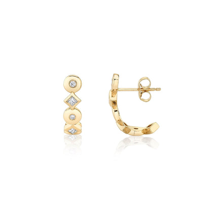 Mixed Shape Bezel Huggies