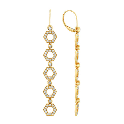 Pavé Hex Long Infinity Earrings