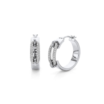 MICHAEL M Earrings Pavé Wide Luxe Link Hoop Earrings