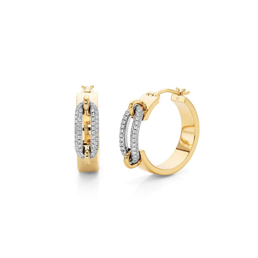 MICHAEL M Earrings Pavé Wide Luxe Link Hoop Earrings