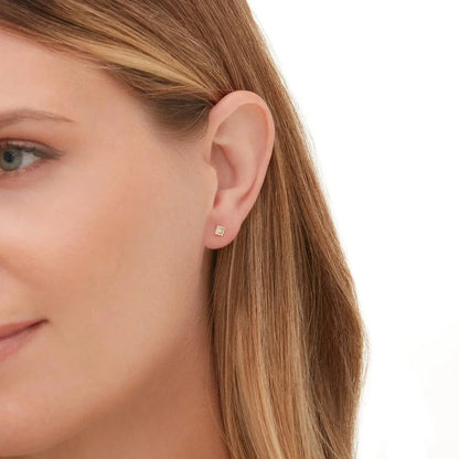 Princess Bezel Stud Earrings