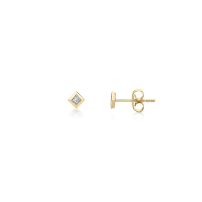 Princess Bezel Stud Earrings