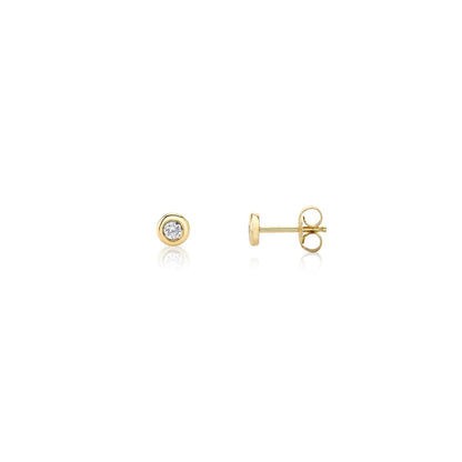 Round Bezel Stud Earrings