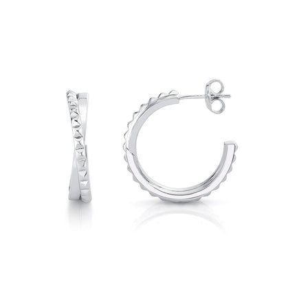 Silver Tetra Crossover Hoops