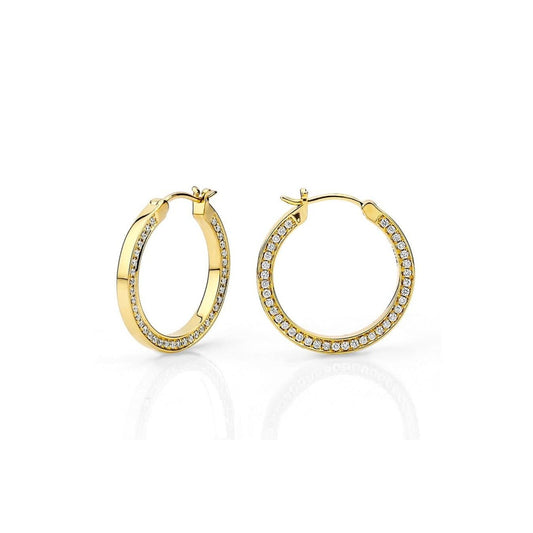 MICHAEL M Earrings Small Chroma Gold Edge Pavé Hoops