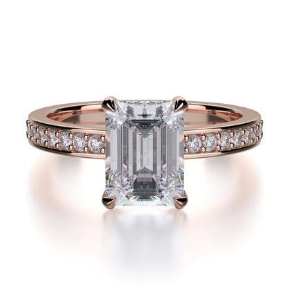 Michael M Center Stone Prong Emerald Engagement Ring