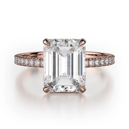 MICHAEL M Engagement Rings 18K Rose Gold CROWN R715-2 Emerald Solitaire R715-2EMRG